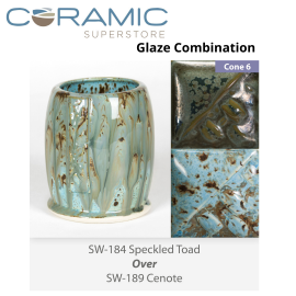 Speckled Toad SW184 over Cenote SW189 Stoneware Combination Speckled Toad SW184 over Cenote SW189 Stoneware Combination